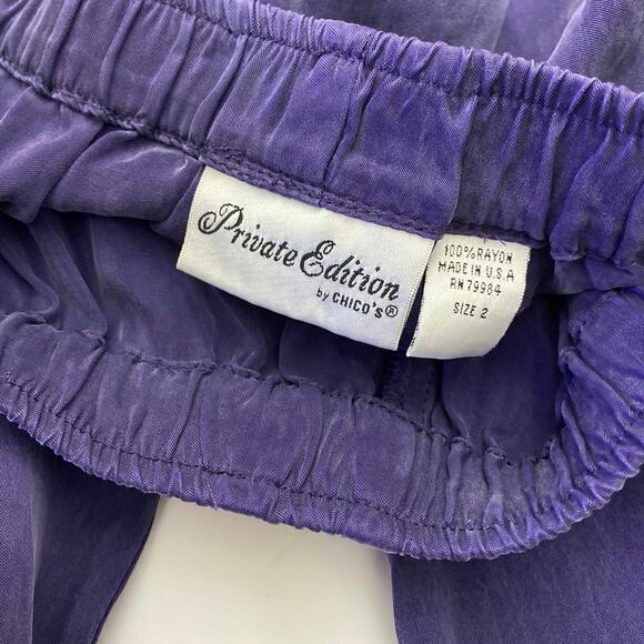 Chicos Private Edition Pants Womens 2 Slinky Purple Pull On Pants Stretch Waist - Picture 4 of 12